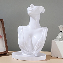 Белый Пластиковая модель ювелирного ожерелья стенд, белые, 20.5x12.7x32 см