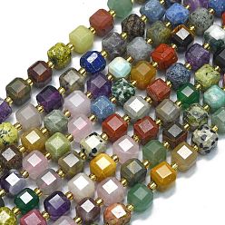 Смешанные камни Природные смешанные камень бисер пряди, с бисером, граненый стол, вырезанный куб, 8~9.3x8~9.3x8~9.3 мм, отверстие : 0.6 мм, около 38 шт / нитка, 15.35'' (39 см)