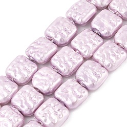 Фиолетовый Нити гальванизированных фарфоровых бусин, квадратный, фиолетовые, 13.5~15x13.5~15x6.5~7 мм, отверстие : 1.4 мм, около 29 шт / нитка, 15.59''~15.71'' (39.6~39.9 см)