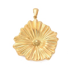 Настоящее золото 18K 304 подвески из нержавеющей стали, цветочный шарм, реальный 18 k позолоченный, 38x35x5 мм, отверстие : 3x7 мм