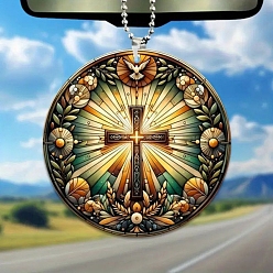 Разноцветный Акриловые плоские круглые и крестообразные подвесные украшения, для внутреннего зеркала заднего вида автомобиля подвесной орнамент, красочный, 80 мм