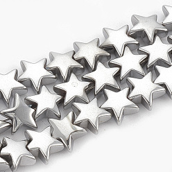 с Платиновым Покрытием Гальванизировать немагнитных синтетический гематит бисер пряди, звезда, с покрытием платиным, 7~8x7~8x3~3.5 мм, отверстие : 1 мм, около 65 шт / нитка, 16.14 дюйм