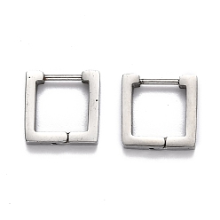 Нержавеющая Сталь Цвет Устойчивые к потускнению 304 квадратные серьги-кольца Huggie Hoop из нержавеющей стали, цвет нержавеющей стали, 12x12x3 мм, штифты : 1 мм