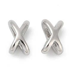 Платиновый & Золотой Spacer бисер латунные, долговечный, без кадмия, без никеля и без свинца, Х-образный, платиной и золотом, 7.5x4.5x4.5 мм, отверстие : 4x1.5 мм