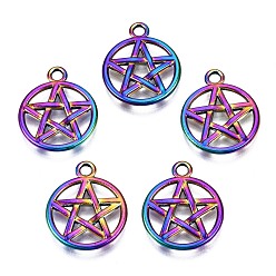 Rainbow Color Подвески из сплава , без кадмия, без никеля и без свинца, Кольцо с кольцом, Радуга цветов, 20x16.5x2 мм, отверстие : 2 мм