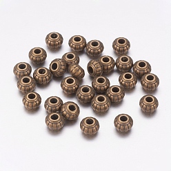 Antique Bronze Tibetan Style Alloy Beads, Rondelle, Cadmium Free & Nickel Free & Lead Free, Antique Bronze, 6x4.5mm, Hole: 1.5mm