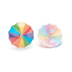 Разноцветный Подвески из смолы, С золотыми результатами железа, 3 d зонт, красочный, 19x22x22 мм, отверстие : 2 мм