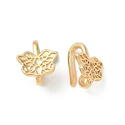 Настоящее золото 18K Латунные застежки-кольца, без никеля , бабочка, реальный 18 k позолоченный, 11x9.5x6 мм, отверстие : 1.5 мм