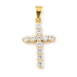 Золотой Ионное покрытие (IP) 304 подвески из циркония из нержавеющей стали, крест очарование, золотые, 35x22.5x4.5 мм, отверстие : 8.5x5 мм