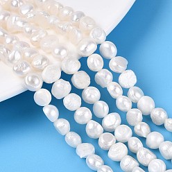 Кремово-белый Нити из натурального культивированного пресноводного жемчуга, самородки, кремово-белые, 6~6.5x6~8x2.5~6 мм, отверстие : 0.4~0.5 мм, около 55~56 шт / нитка, 13.19~13.58'' (33.5~34.5 см)