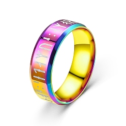 Rainbow Color Мужские кольца на палец из нержавеющей стали с рунами викингов, Радуга цветов, размер США 11 (20.6 мм)