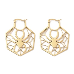 Золотой Серьги из 304 нержавеющей стали, паук, золотые, 44.5x34.5x1 мм