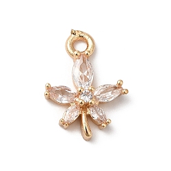 Золотой Подвески из латуни и стекла, цветок, золотые, 14x10x3 мм, отверстие : 1.5 мм