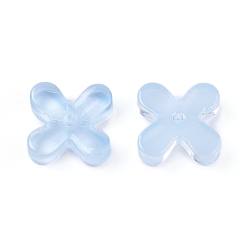 Светло-Голубой Гальванические стеклянные бусины, клевер, Небесно-голубой, 10.5x10.5x2 мм, отверстие : 1 мм