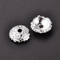 Silver Apetalous Brass Bead Caps, Silver Color Plated, 8x3mm, Hole: 1.5mm