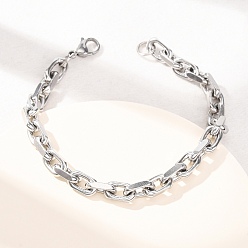 Нержавеющая Сталь Цвет 304 браслеты-цепочки из нержавеющей стали для женщин и мужчин, цвет нержавеющей стали, 8.07~8.27 дюйм (20.5~21 см)