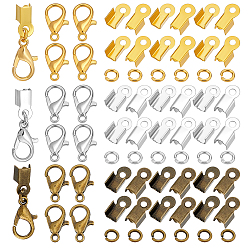 (52) Непрозрачная лаванда Наборы для самостоятельного изготовления, 180 шт 3 цвета застежки-клешни из цинкового сплава, с 360шт. 3цветными латунными соединительными кольцами и железными складными обжимными концами, разноцветные, 12x6 мм, отверстие : 1.2 мм