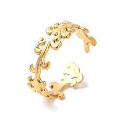 Real 18K Gold Plated Ion Plating(IP) 304 Stainless Steel Leafy Branch Open Cuff Ring for Women, Real 18K Gold Plated, US Size 8 3/4(18.7mm)