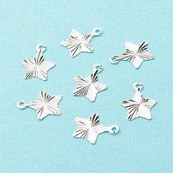 Посеребрённый Латунь прелести, долговечный, без кадмия и без свинца, звезда, 925 серебро покрытием, 12.5x10x0.2 мм, отверстие : 1.2 мм