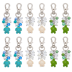 (52) Непрозрачная лаванда 12шт 3 цвета морская черепаха синтетическая бирюза подвески украшения, со стеклянными бусинами и поворотными застежками-карабами из сплава, разноцветные, 62 мм, 4 шт / цвет