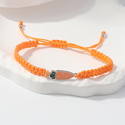 Naranja Oscura Pulseras ajustables de aleación esmaltada con cordón trenzado de poliéster para Pascua, naranja oscuro, 4.72~9.84 pulgada (12~25 cm)