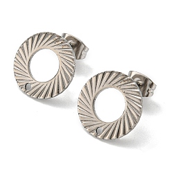 Нержавеющая Сталь Цвет Не тускнеет 201 серьги-гвоздики из нержавеющей стали, с 304 штифтов из нержавеющей стали, пончик, цвет нержавеющей стали, 13 мм, отверстие : 1.2 мм, штифты : 0.8 мм