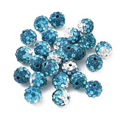 Deep-Sky-blau Handgemachte Fimo-Perlen Strass, Runde, Deep-Sky-blau, 10 mm, Bohrung: 1.8 mm