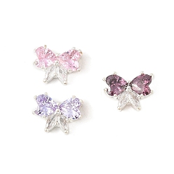 Серебро Латунные микро проложить кубического циркония подвески, бабочки прелести, без свинца и без кадмия, долговечный, серебряные, 10.5x13.5x5.5 мм, отверстие : 1 мм