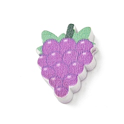 Grape Printed Wood Beads, Fruit, Grape, 19.5x15.5x6mm, Hole: 2mm