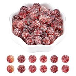 Dark Red ARRICRAF Natural & Dyed Crackle Agate Beads Strands, Frosted Style, Round, Dark Red, 10mm, Hole: 1.2mm, about 36pcs/strand, 15.5 inch, 2strands/box