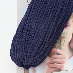 Mitternachtsblau Polyester-Hohlgarn zum Häkeln, Eisleinen-Seidenhandstrickgarn mit leichtem Körper, Sommersonnenhutgarn für DIY coole Hutschuhe, Taschenkissen, Mitternachtsblau, 3 mm, ca. 218.72 Yards (200 m)/Knüll
