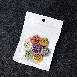 Смешанные камни 7шт. чакра натуральный ограненный драгоценный камень с вырезанными руническими словами, выгравированный старший футарк алфавит гадальный камень, плоско-круглые, 65 мм