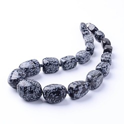 Снежный Снежинка обсидиан закончил бисерные ожерелья, с пружинными застежками из платиновой латуни, снег, 21.3 дюйм ~ 22 дюйм