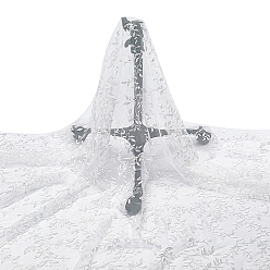 White Polyester Lace Fabrics, Clothing Accessories, Flower Pattern, White, 2000x1780x0.1mm