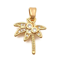 Прозрачный Латунные микро проложить кубического циркония подвески, кокосовая пальма, долговечный, без никеля , реальный 18 k позолоченный, прозрачные, 16x13.5x2 мм, отверстие : 4.5x2 мм