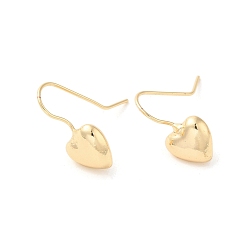 Real 14K Gold Plated Brass Studs Earrings, Heart, Real 14K Gold Plated, 20.5x9.5mm