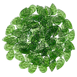 Зеленый 120 шт. Стеклянные подвески, лист прелести, зелёные, 17x10x4 мм, отверстие : 1 мм