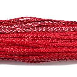 Красный 3-многослойный плетеный шнур из искусственной кожи, плоский, красные, 5x1.5 мм, около 107.17 ярдов (98 м) / пачка