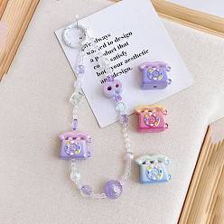 Coloré Perles acryliques opaques avec émail, téléphone, colorées, 24.8x30.8x18.1mm, Trou: 3.8mm