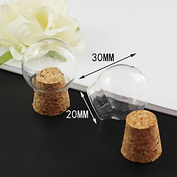 Прозрачный Миниатюрные стеклянные бутылки, с пробками, колокольчики, пустые бутылки желаний, для аксессуаров для кукольного домика, изготовление ювелирных изделий, круглые, прозрачные, 30x20 мм