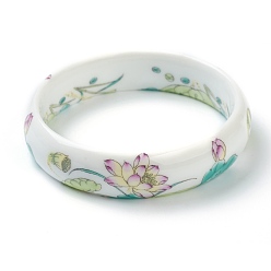 Dark Sea Green Fashion Women's Printed Porcelain Bangles, Flower Pattern, Dark Sea Green, Inner Diameter: 2-3/8 inch(5.9cm)