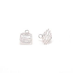 Platinum Spiral Bead Cage, Iron Alloy Pendant, Platinum, 14x13x13mm, Hole: 3.5mm