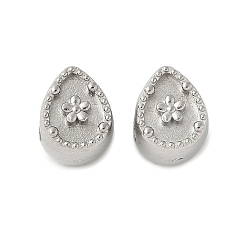 Teardrop 304 из нержавеющей стали европейские шарики, оправы кабошонов для эмали, большое отверстие шарик, цвет нержавеющей стали, слеза, 10x8x8 мм, отверстие : 4.5 мм