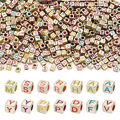 пшеница 100g непрозрачные акриловые бусины, куб с письмом, цвет пшеницы, 5.5x6.5x5.5 мм, отверстие : 3.5 мм