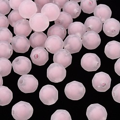 Pink Transparente Acryl Perlen, Perle in Perlen, matt, facettiert, Runde, rosa, 9.5x9.5 mm, Bohrung: 2 mm, ca. 1041 Stk. / 500 g
