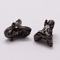 Черный Цвет Металла Латунные микро проложить кубического циркония бусы, слон, без свинца, без никеля и без кадмия, прозрачные, металлический черный , 13.5x16.5x12 мм, отверстие : 1.5 мм