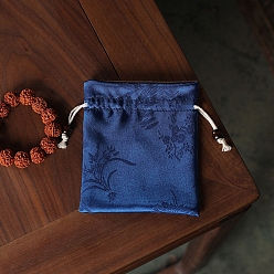 Королевский синий Атласные сумки на шнурке, подарочная упаковка ювелирных изделий мешок для сережек упаковка браслета, прямоугольные, королевский синий, 15x13 см