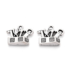 Античное Серебро Сплавочные подвески тибетского стиля, подвески для ящиков с инструментами, без кадмия и без свинца, античное серебро, 17x21.5x4.5 мм, отверстие : 1.8 мм