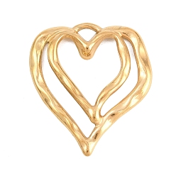 Золотой Кованые 304 подвески из нержавеющей стали, двойное очарование сердца, золотые, 33.5x29.5x3 мм, отверстие : 3x4 мм