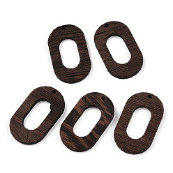 Coconut Brown Natural Wenge Wood Pendants, Undyed, Oval Frame Charms, Coconut Brown, 38x23x3.5mm, Hole: 2mm